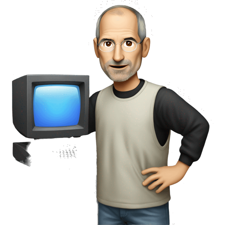  young Steve jobs  with computer emoji