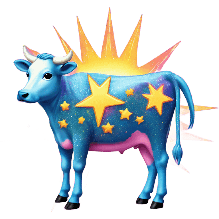 Lisa frank glitter sun star rainbow cow emoji