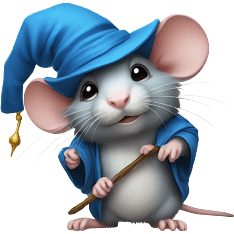 wizard rat with wand and blue hat emoji