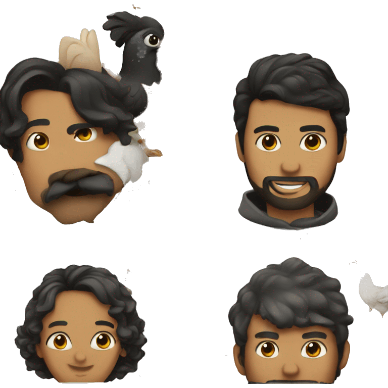 With man black hair and Beard with chicken emoji