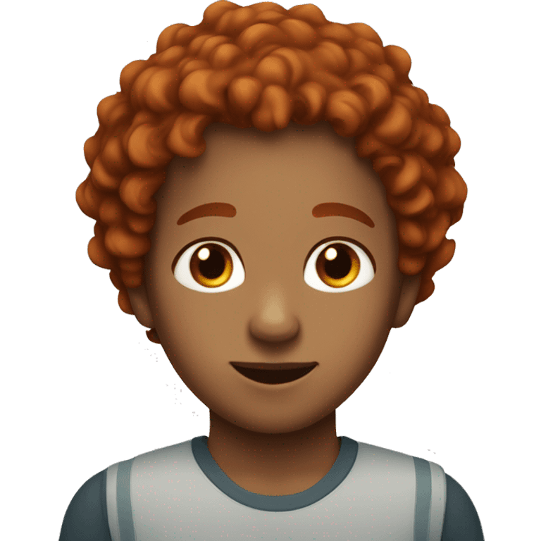 red hair 9 year old boy woth brown eyes and curly hair with freckles emoji