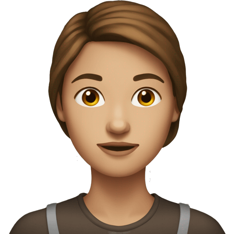 a woman with brown hair brown e emoji