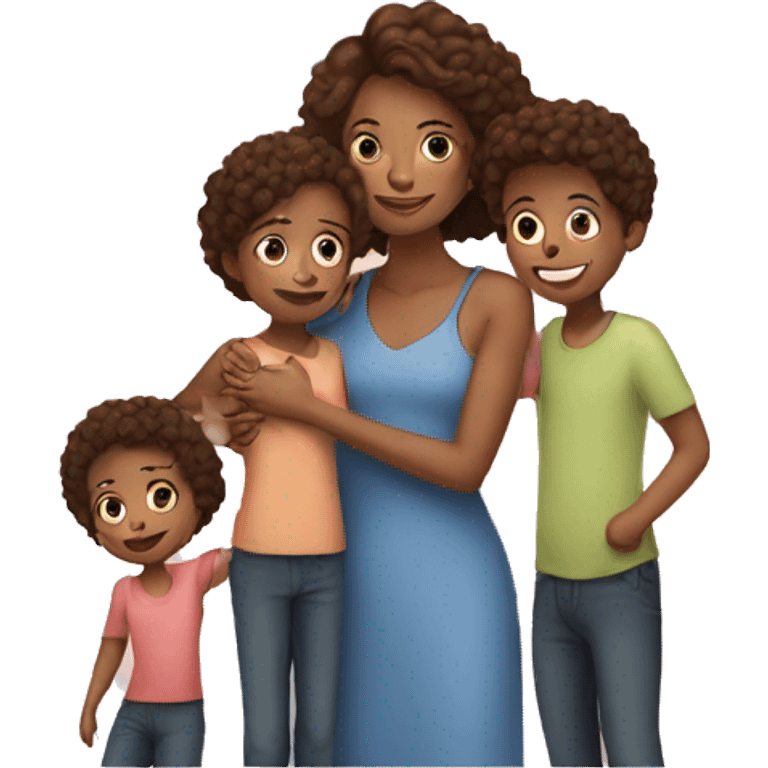 woman with daughter three young boys  emoji