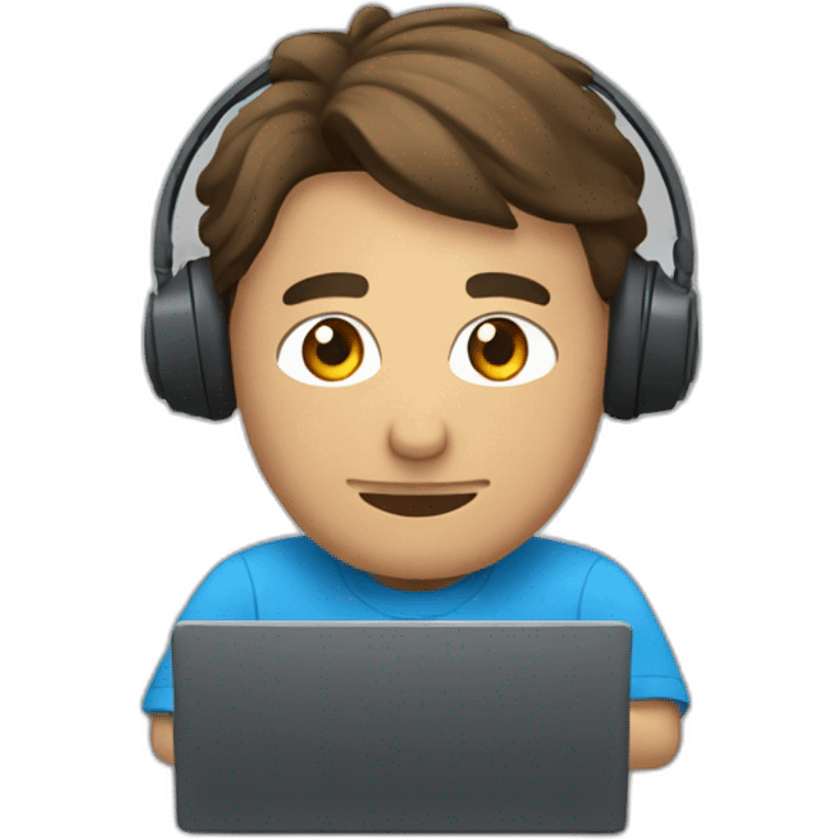 un chico editando un video en su computadora emoji