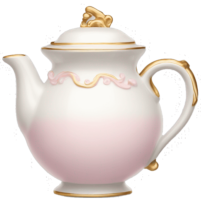 White porcelain tea pot with light pink and gold details  emoji