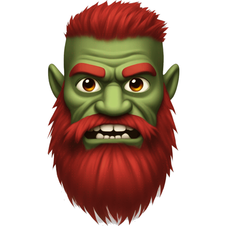 Berserker orc with red beard & red mohican emoji