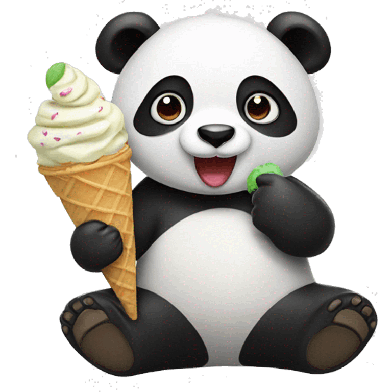 Panda eating ice cream emoji