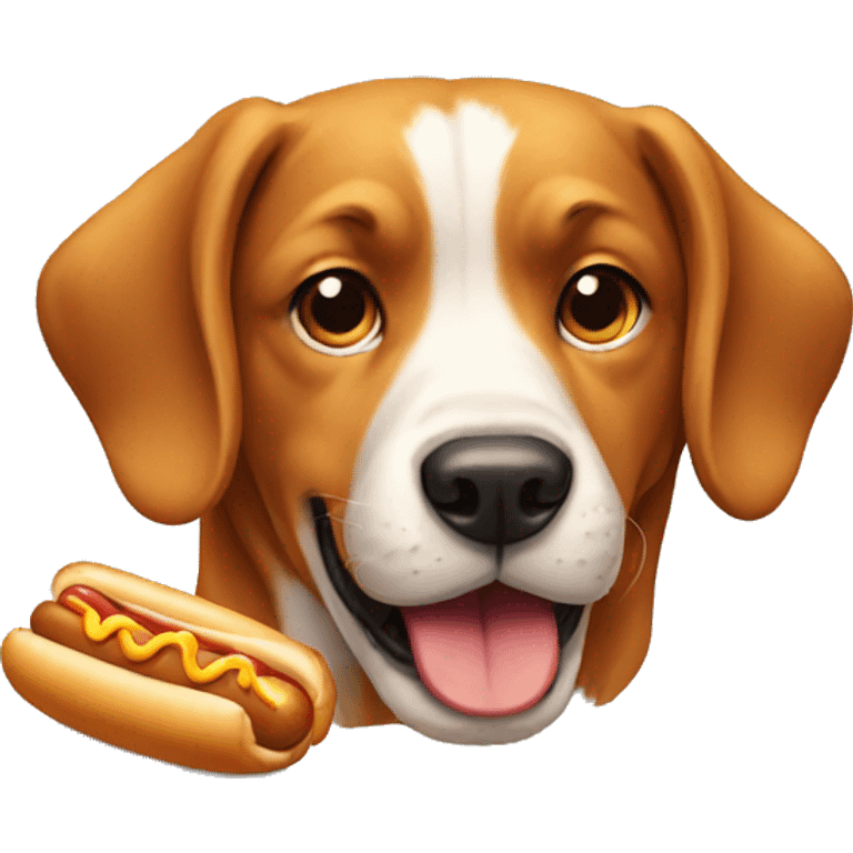 Dog eating hot-dog emoji