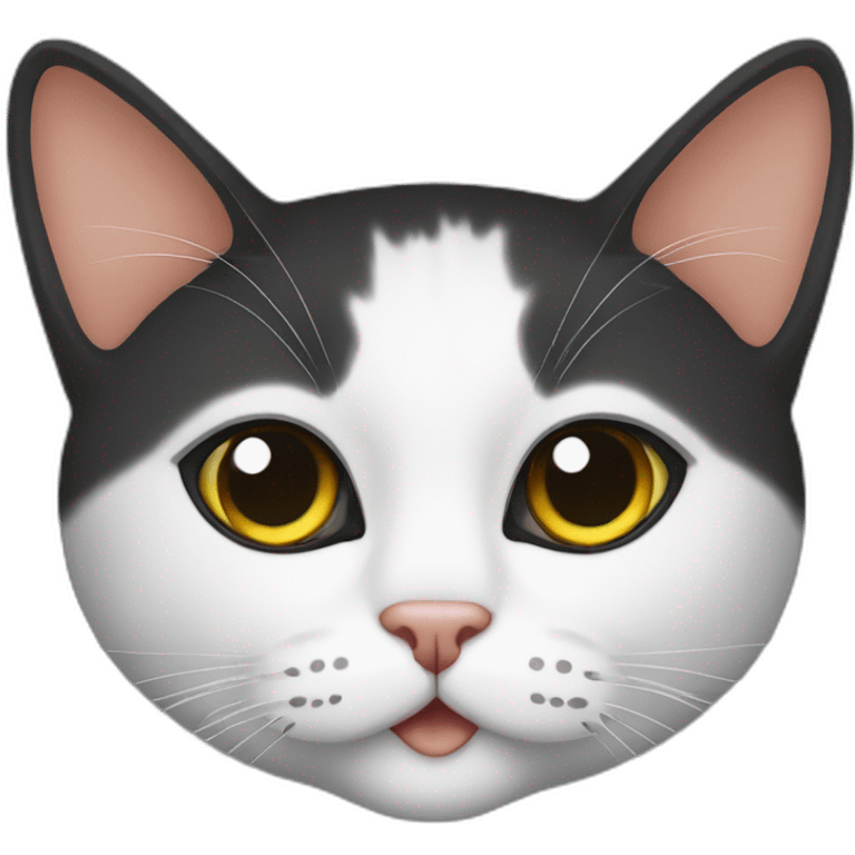 tricolor female cat with black task on eye emoji