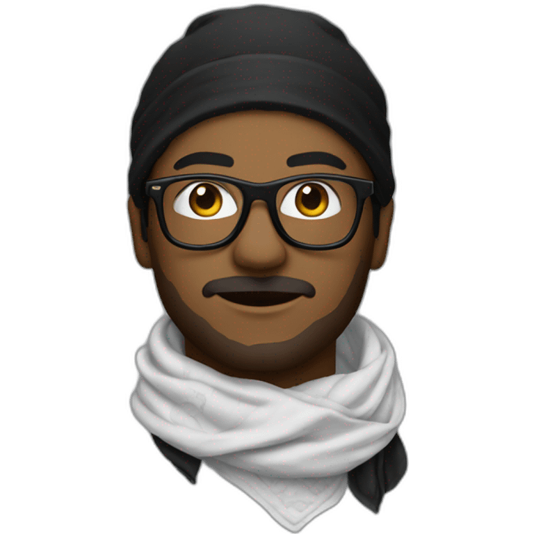 Hankjwimbleton black bandana with glasses and scarf emoji