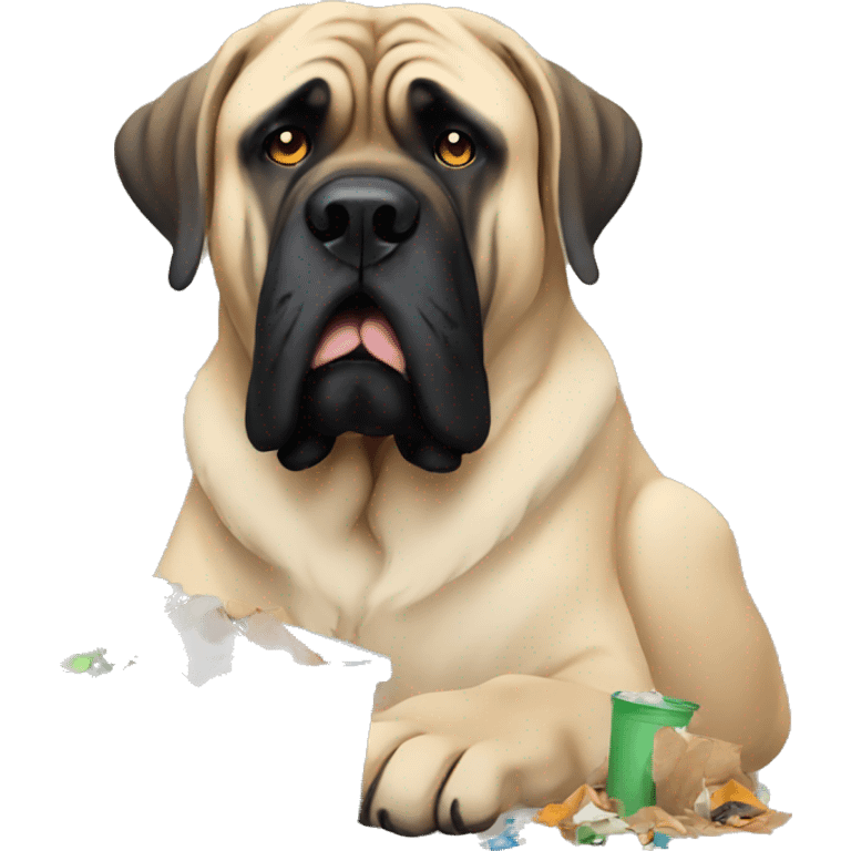 English mastiff eating trash  emoji