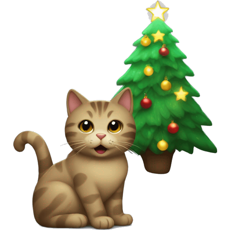 Cat with Christmas tree glowing in the dark  emoji