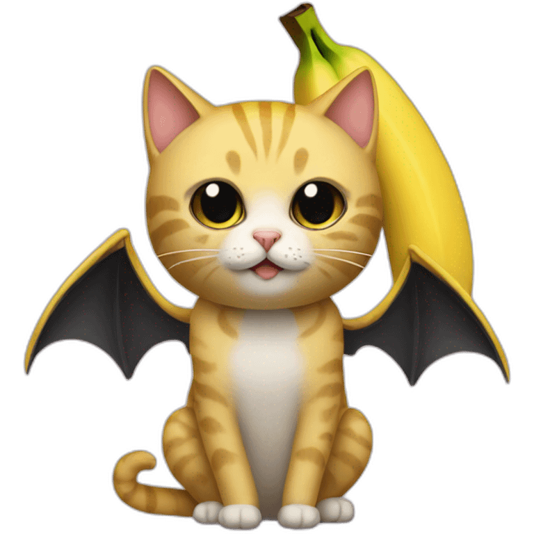 cat dressed like a banana with bat wings emoji