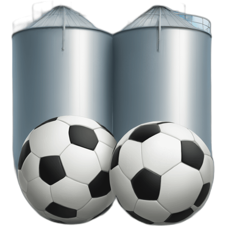 two-soccer-balls-in-front-of-a-single-silo-in-the-centre emoji