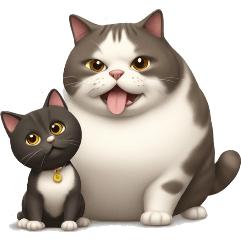 Fat cat playing with skinny dog emoji