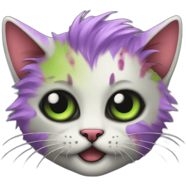 group of multi colored zombie kitten emoji