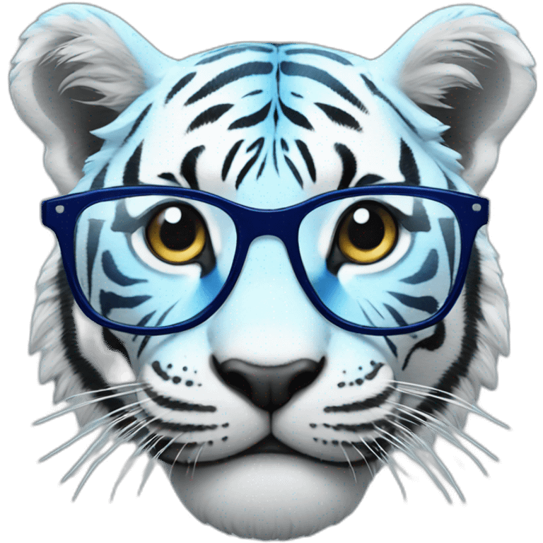 Blue tiger with glasses emoji