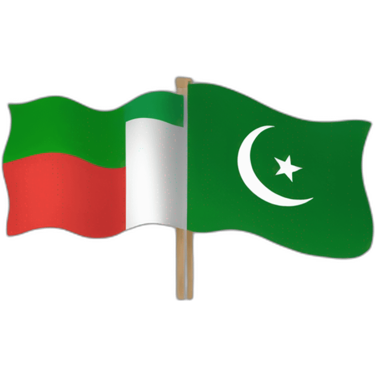 PTI party flag half red and half green with crescent and a star like Pakistan flag emoji