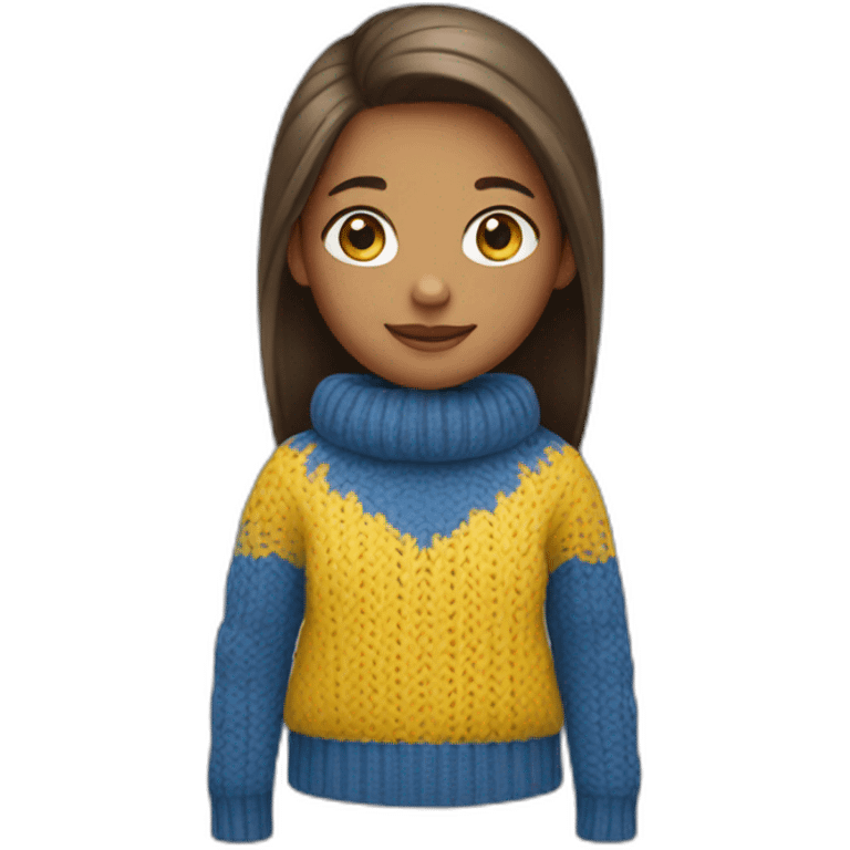 Girl in blue and yellow sweater emoji