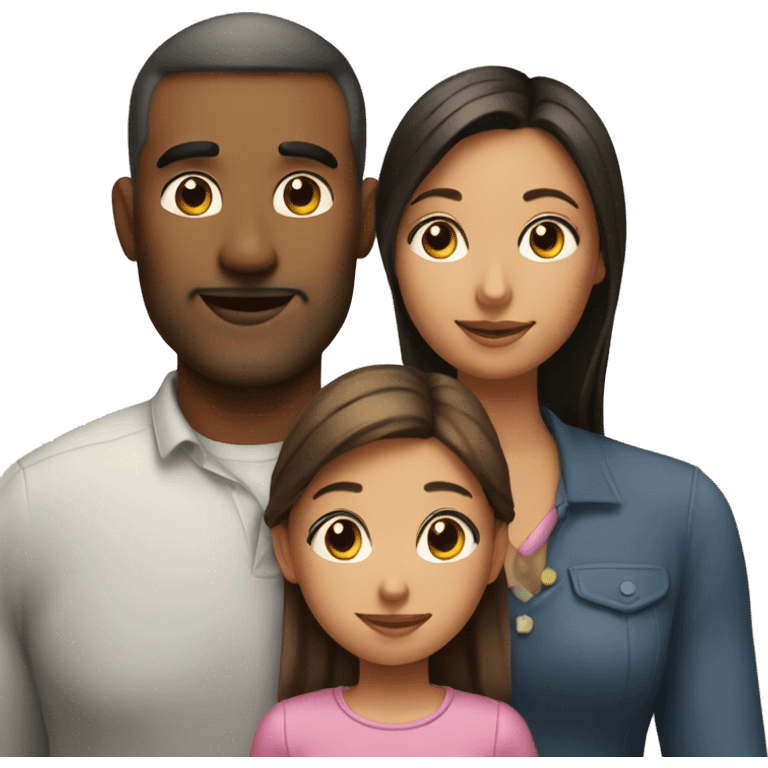 little daughter with mom and dad emoji