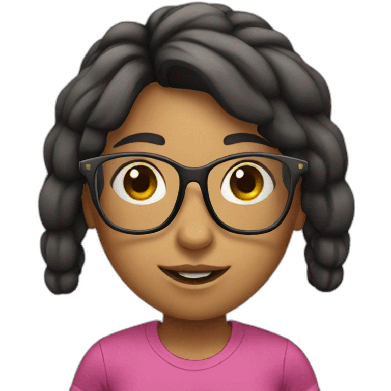 Girl with glasses and dumbbell emoji