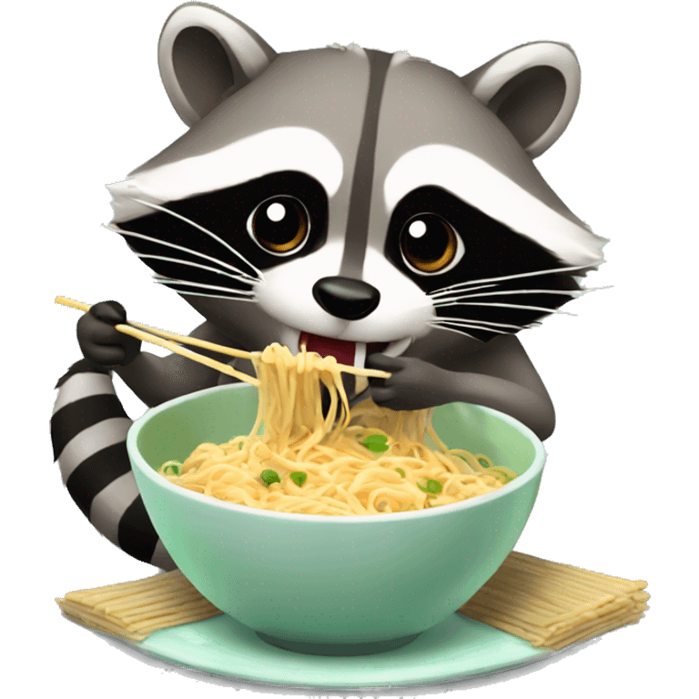 raccoon eating noodles emoji