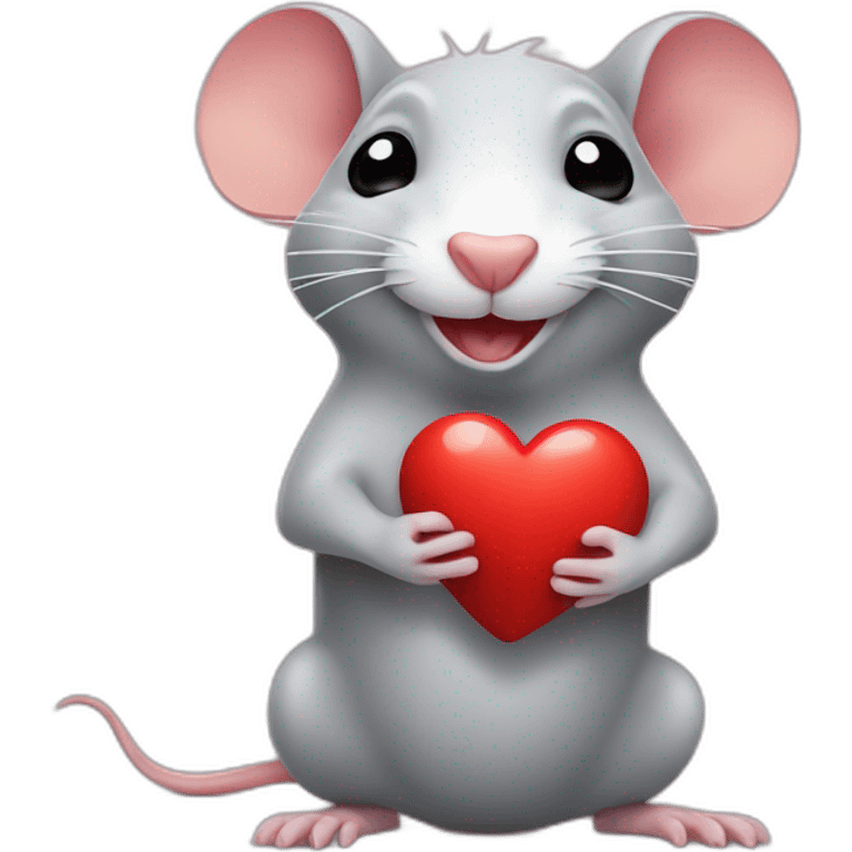 happy rat with a big heart in it's hand emoji