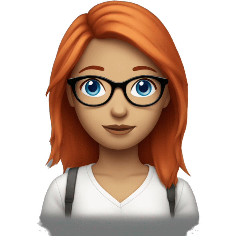 Girl with glasses, blue eyes, red hair, round face emoji