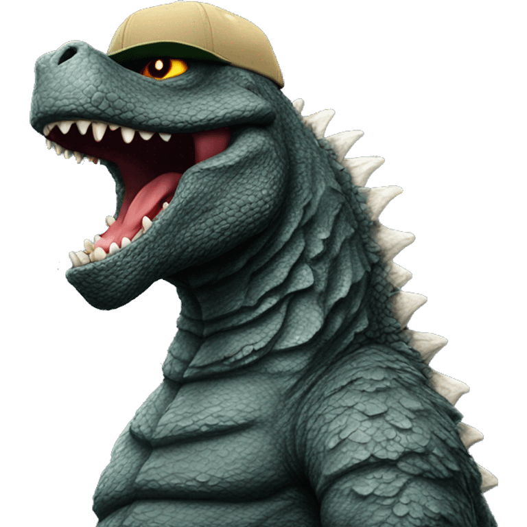 Godzilla wearing a hat emoji