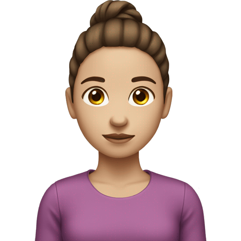 girl with brown hair pony tail no eyes mouth or nose emoji