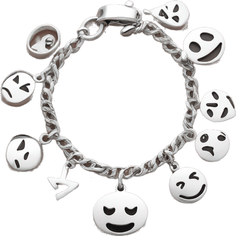 charm silver bracelet  emoji