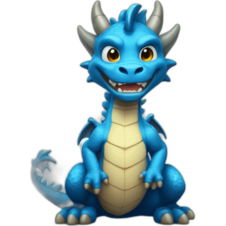 cute blue dragon with big biceps emoji