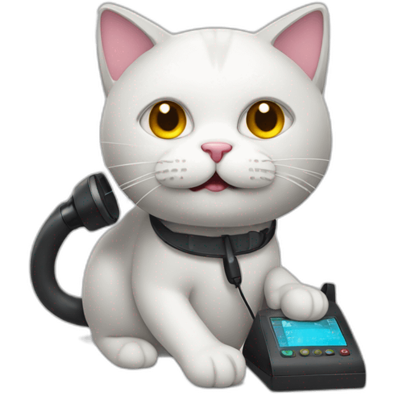 busy cat with handset emoji