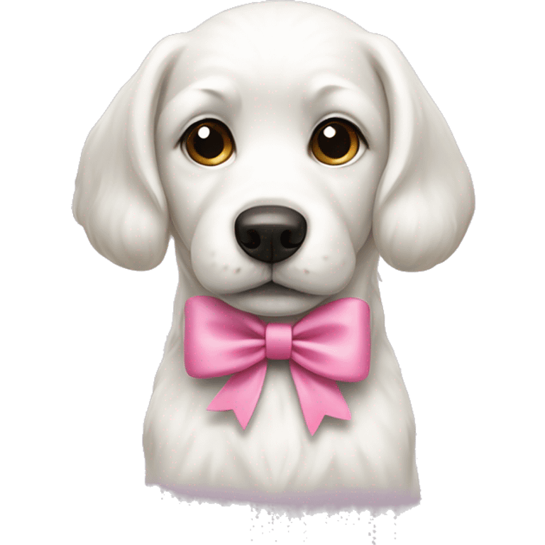 White dog with a pink bow emoji