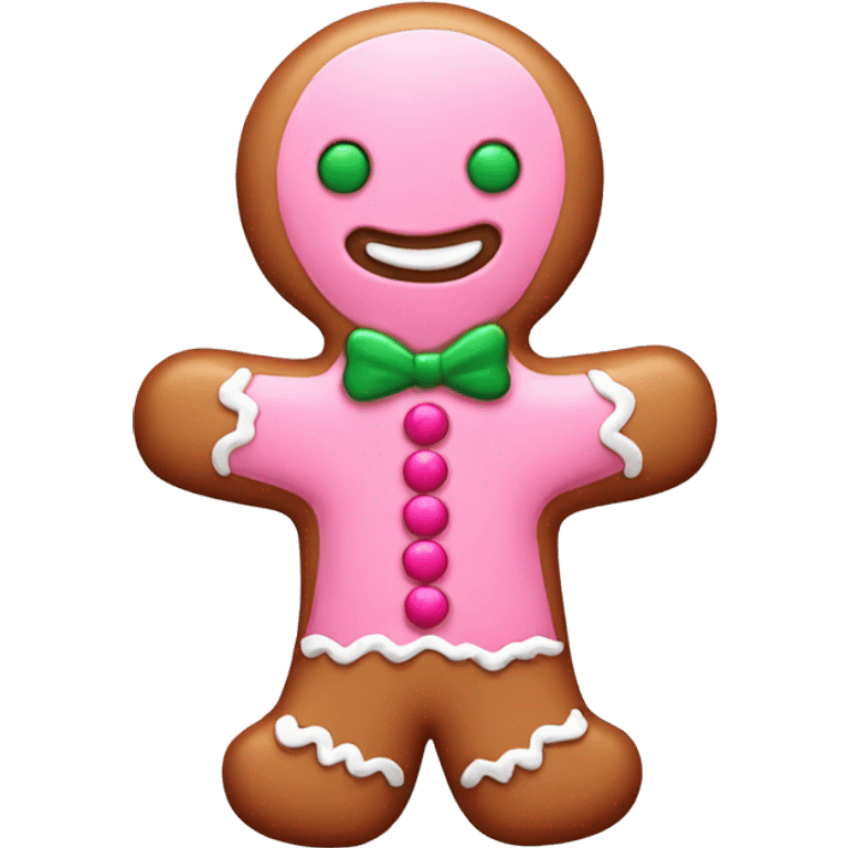 Cute pink gingerbread man emoji