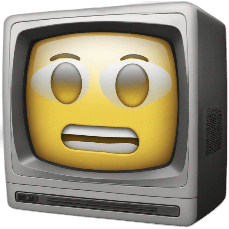 old tv with html code like a hacker emoji