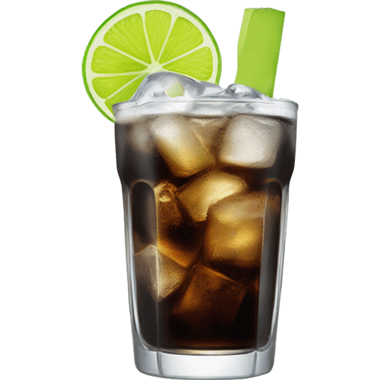 Diet Coke in a glass with ice and a lime  emoji