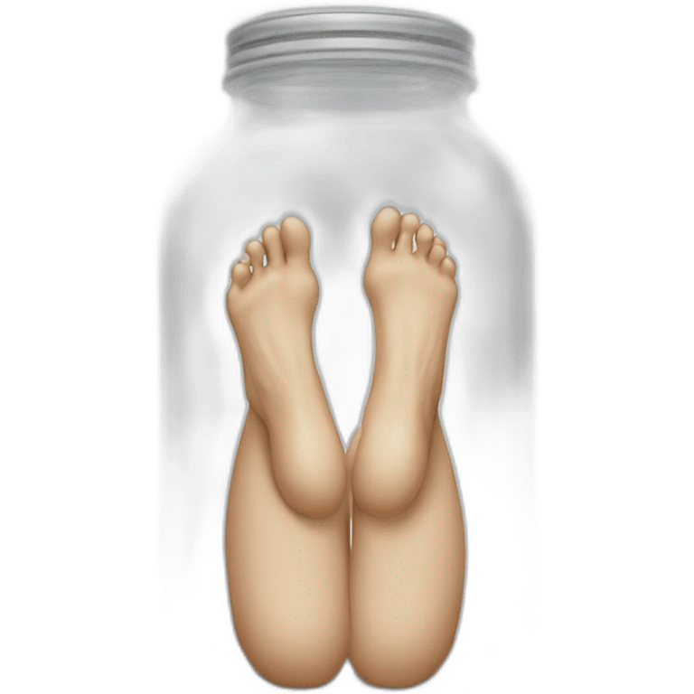 ((human legs)) standing over an ((empty transparent jar)),only legs visible emoji