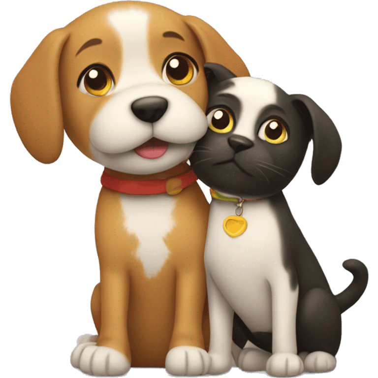 dog and cat hugging  emoji