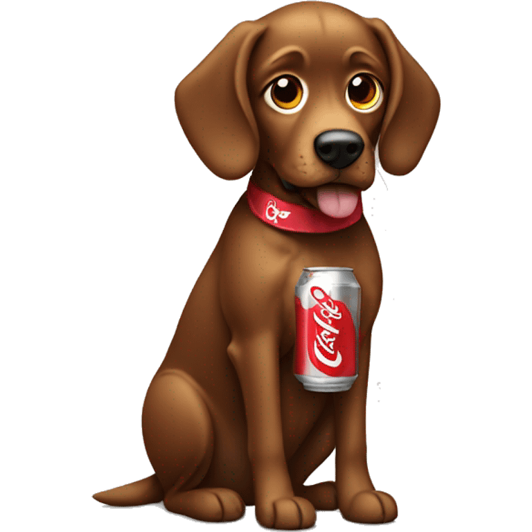 Brown dog with a Diet Coke  emoji