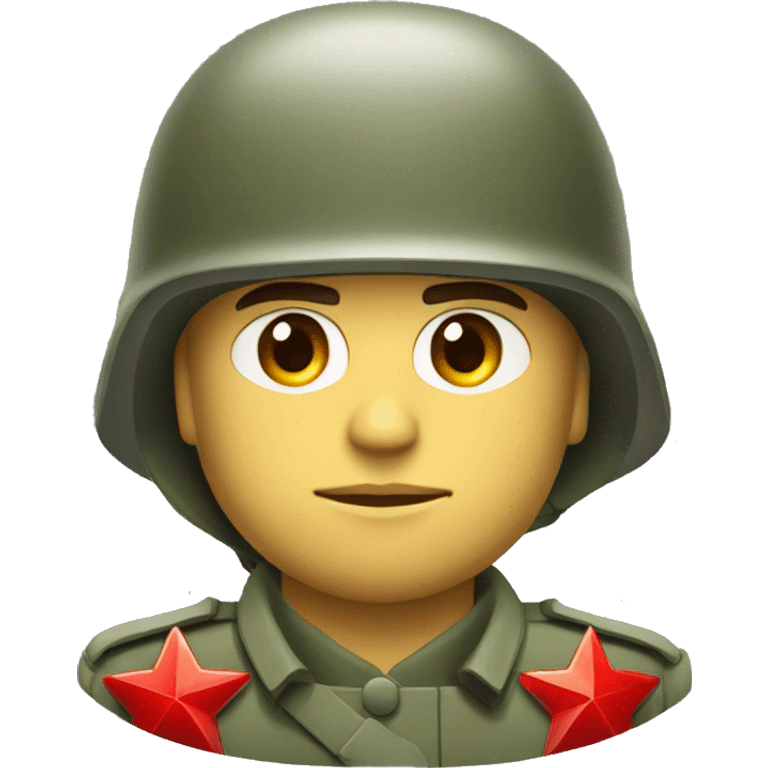 ussr soldier serious with military helmet with red star emoji