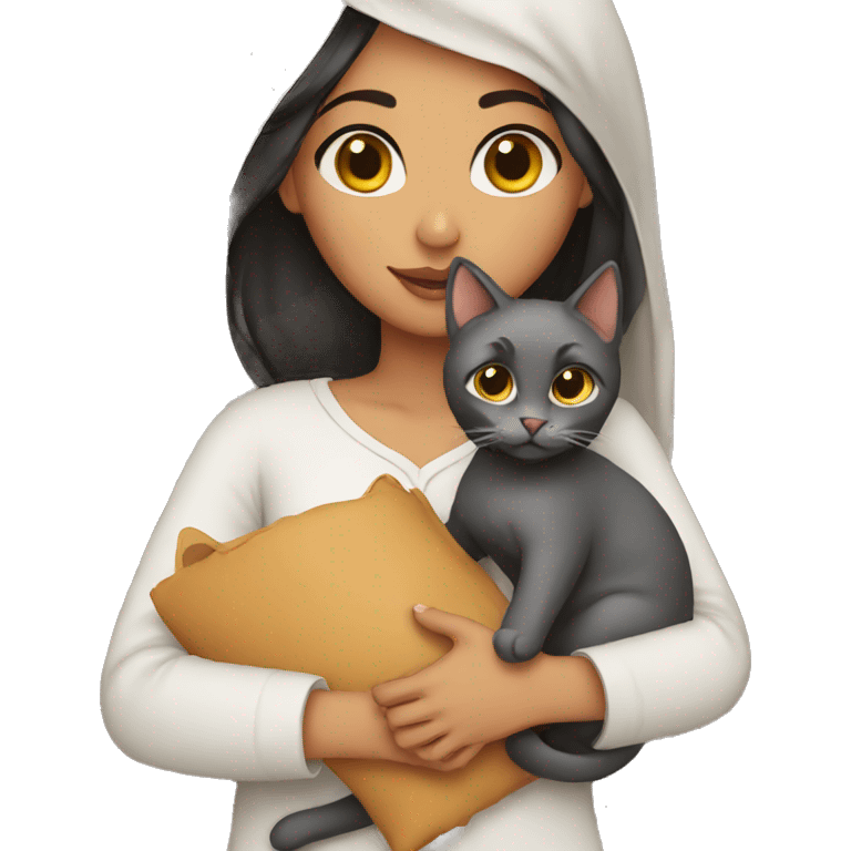 Arabic Girl Carrying a cat emoji