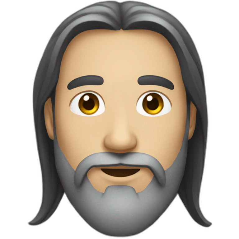 face with black long hair and a beard emoji