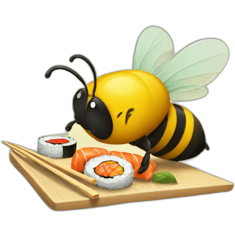 Bee eating sushi emoji