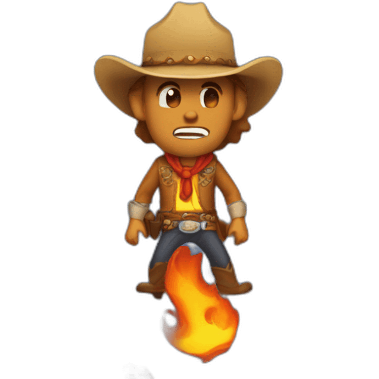 panicking emoji cowboy with flames in the background emoji