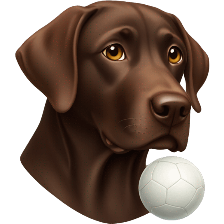 Chocolate lab with a ball emoji