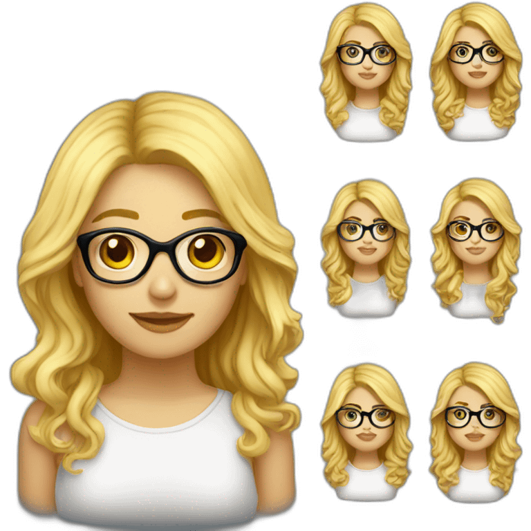 Femme jeune cheveux blond long lunette emoji