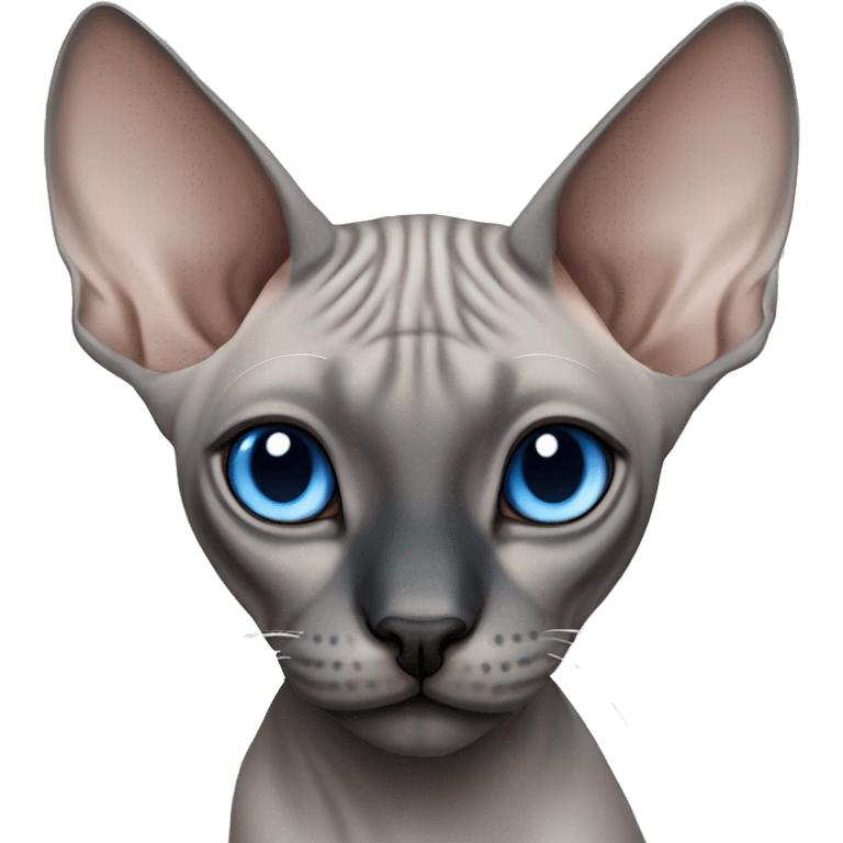 grey sphynx cat with blue eyes and black nose emoji