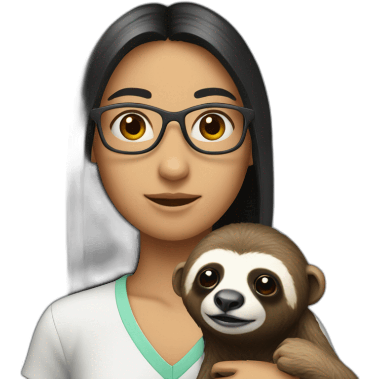 black hair pale software engineer with a sloth hanging on neck emoji