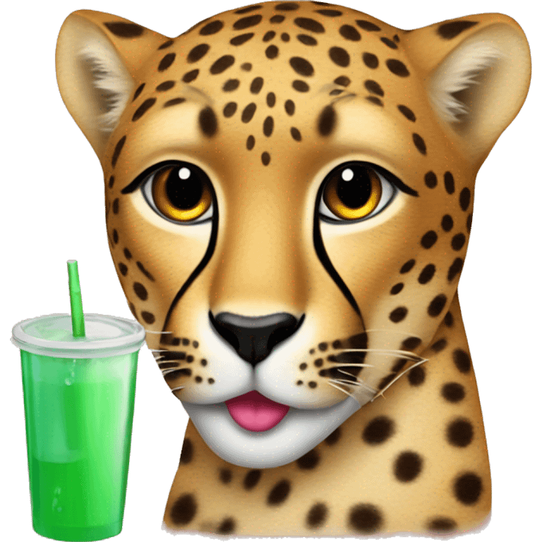 Cheetah with lipgloss and drink  emoji